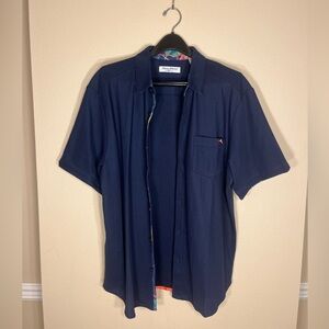 Tommy Bahama Dark Blue Casual Button Down Shirt with Tropical Collar